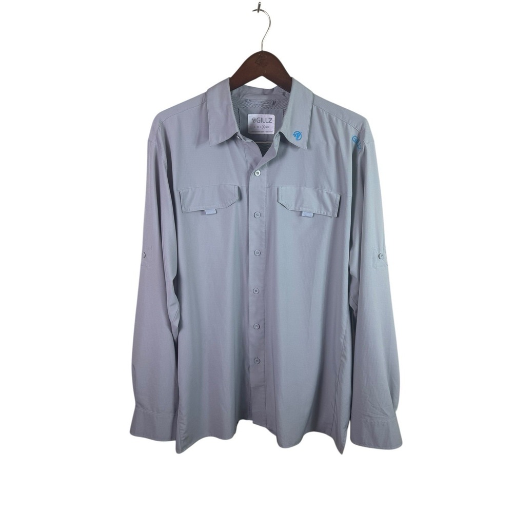Gillz Grey Fishing‎ Performance Shirt Mens Button Down Vented Outdoors Size XL